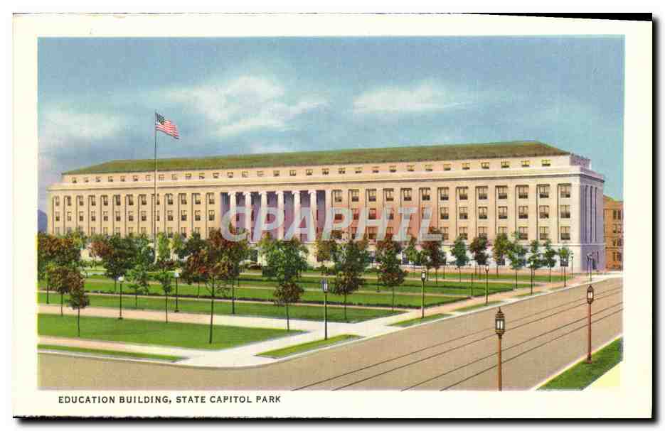 CPA Japanese Bridge Italian Gardens Education building State Capitol Park — Back