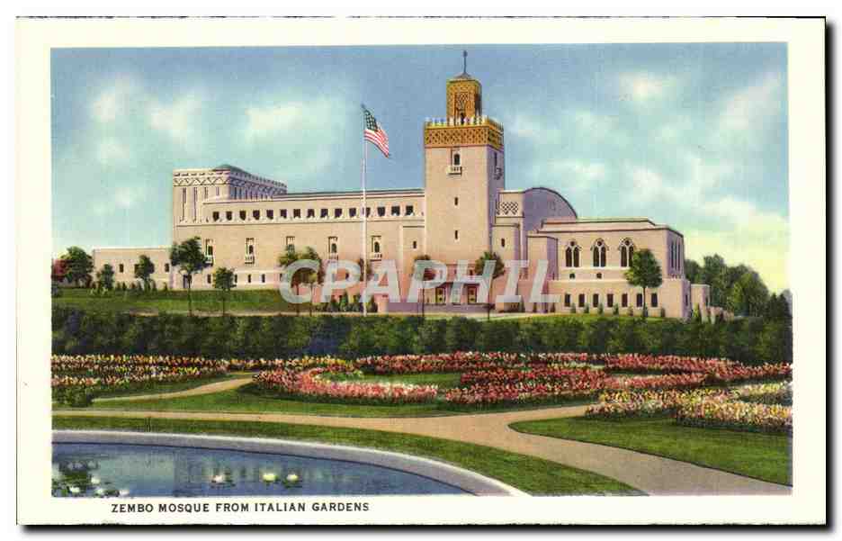 CPA Entrance To Soldiers And Sailors Memorial Bridge Zembo Mosque from Italian gardens — Back