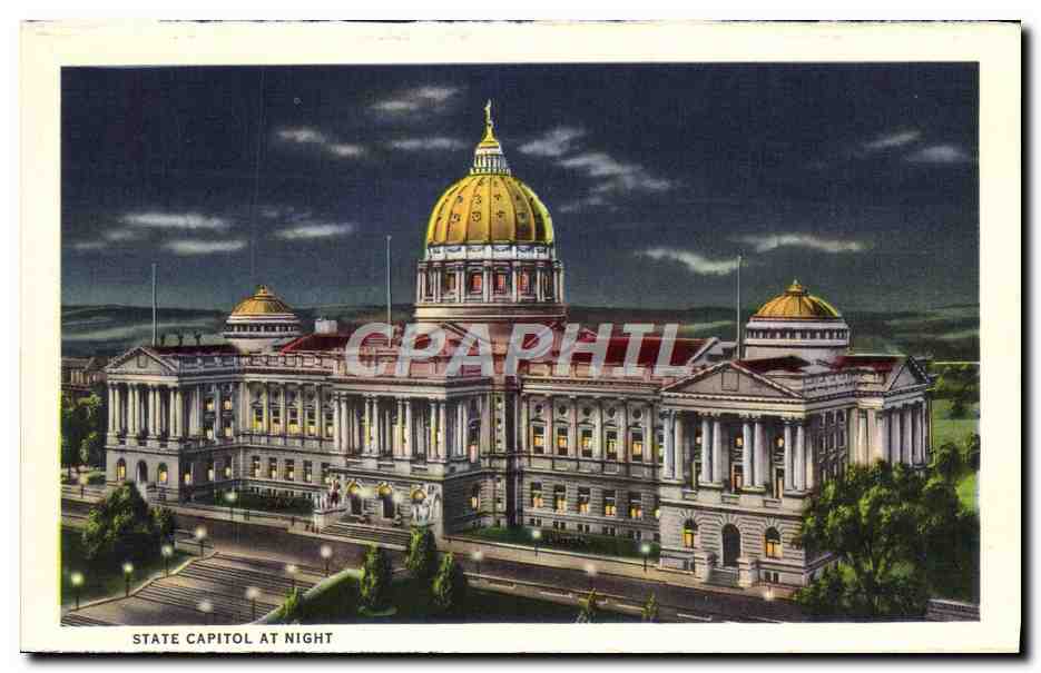 CPA View From Top Of Peter Mountain Looking Towards Harrisburg State Capitol at night — Back