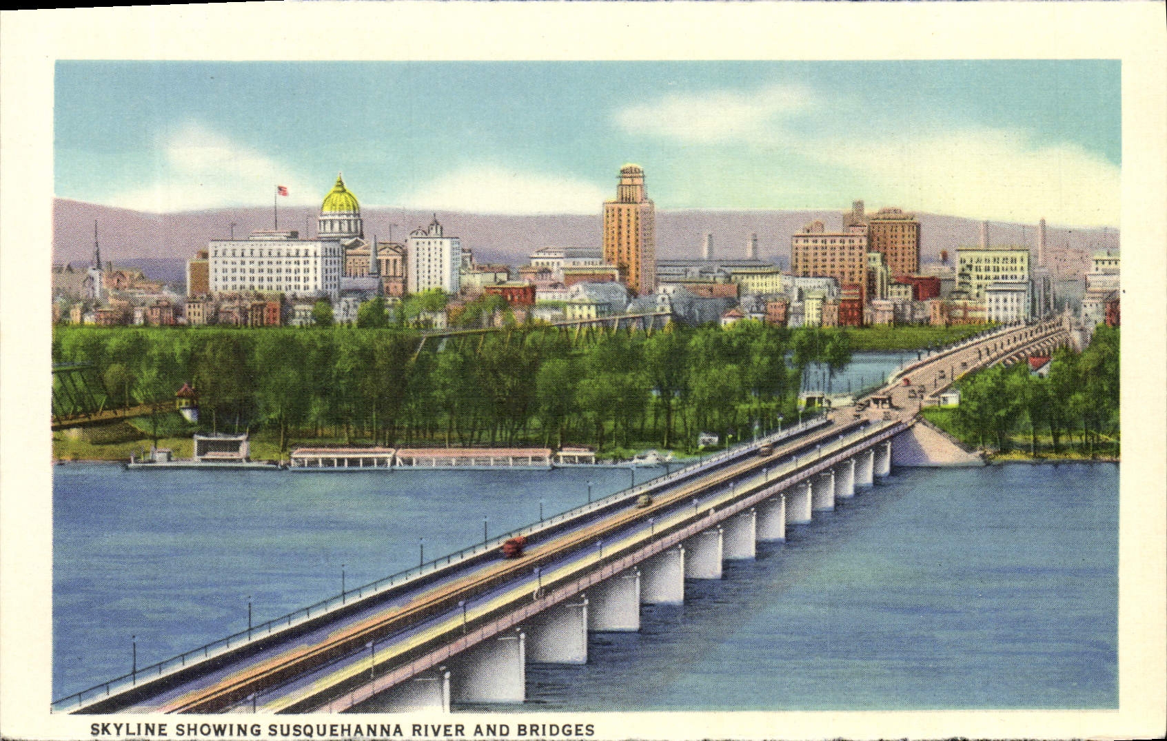 CPA Skyline Showing Susquehanna River And Bridges Rockville bridge 