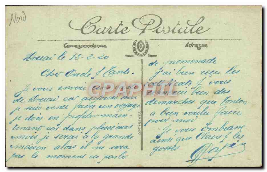 Douai — Les Ruines de la Grande Guerre — La Grande Place et la Rue de la Mairie — Vise Paris n° 514 — Verso