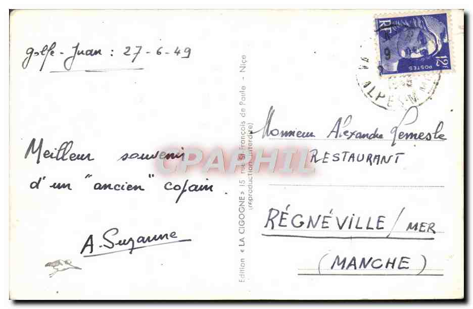CPA Juan Les Pins La Pinede et le Golfe Juan — Rückseite