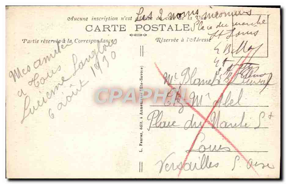 Aiguilles de CHAMONIX — Grand Béguillet du Grépon — L. Fauraz, édit. à Annemasse (Haute-Savoie) — Rückseite