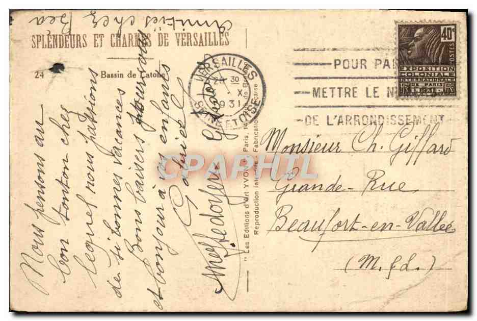 CPA Versailles Chateau Bassin de Latone — Verso