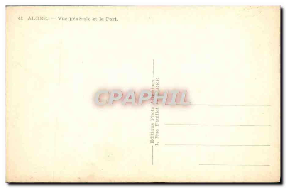 CPM Alger Vue Generale et le Port Bateaux — Back