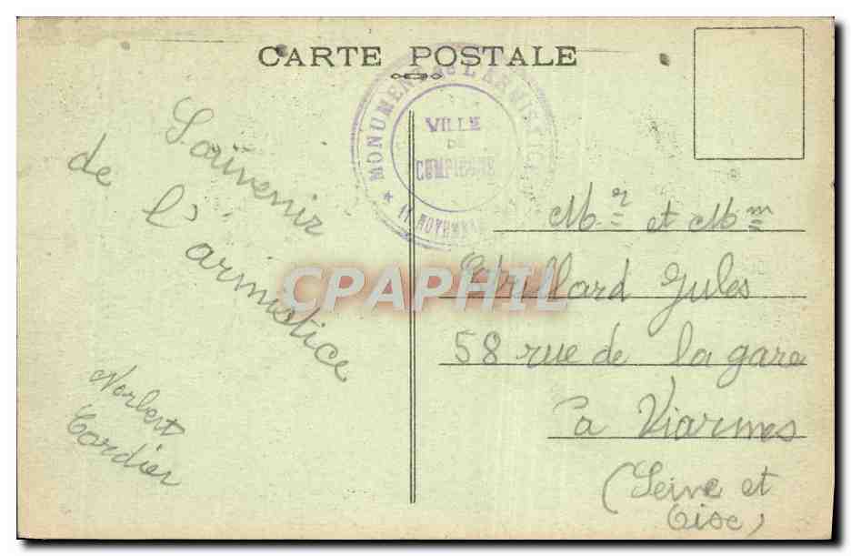 CPA Foret de Compiegne Clairiere de L'Armistice La dalle centrale Militaria — Verso