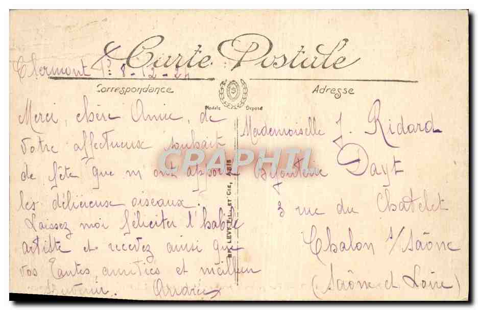 Clermont-Ferrand — Vue générale prise de Montjufet — LL. — Sélecta, n° 216 — Rückseite