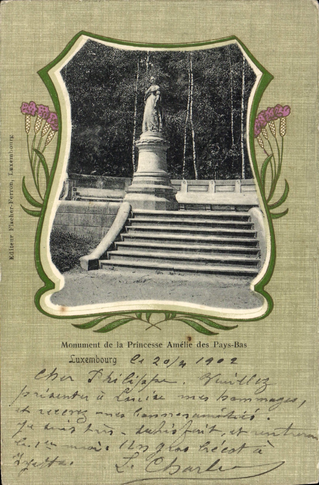 CPA Luxembourg Monument de la princesse Amelie des Pays Bas