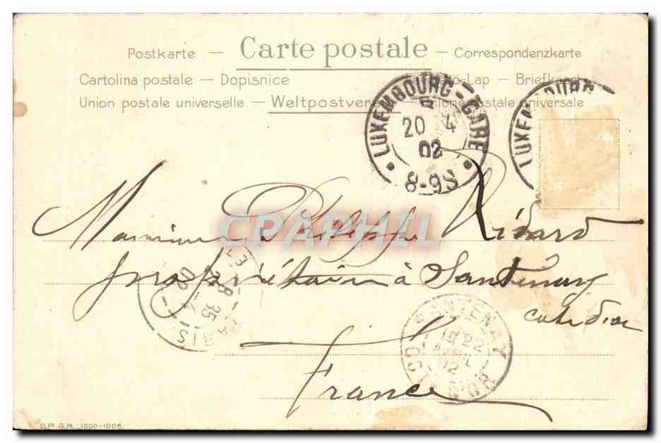 CPA Luxembourg Monument de la princesse Amelie des Pays Bas — Verso