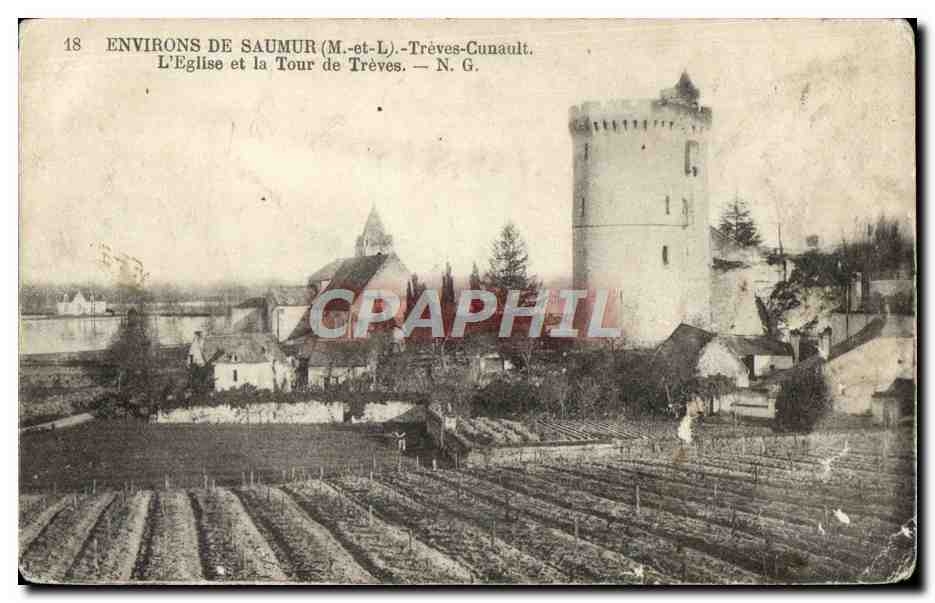 CPA Environs De Saumur Treves Cunault L'Eglise et la Tour de Treves