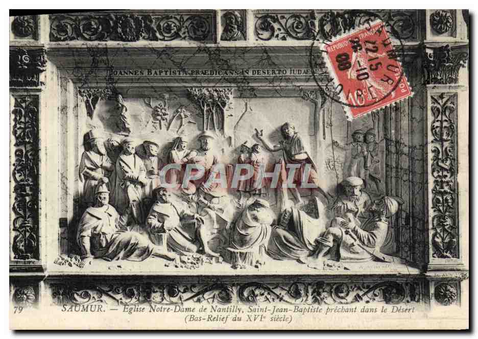 CPA Saumur Eglise Notre Dame de Nantilly Saint Jean Baptiste dans le desert Bas relief du 16eme