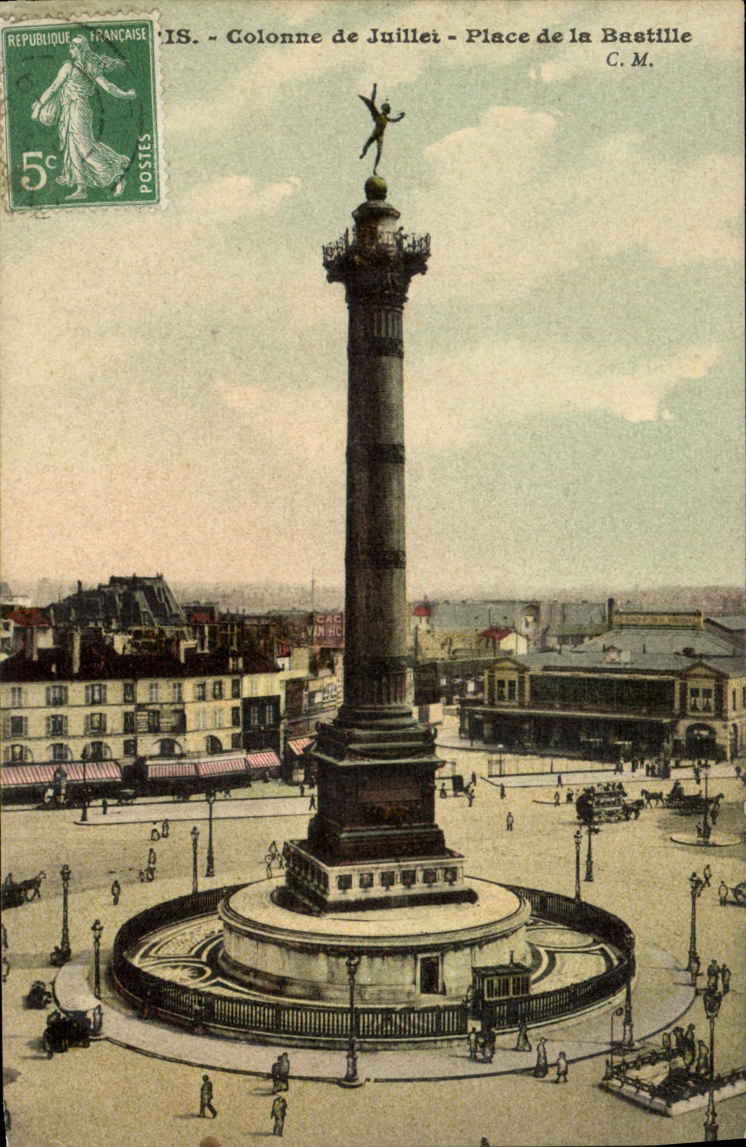 CPA Paris Colonne de Juillet Place de la Bastille