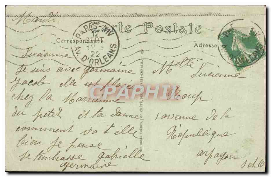 CPA Souvenir de Paris Tour Eiffel Madeleine  — Rückseite