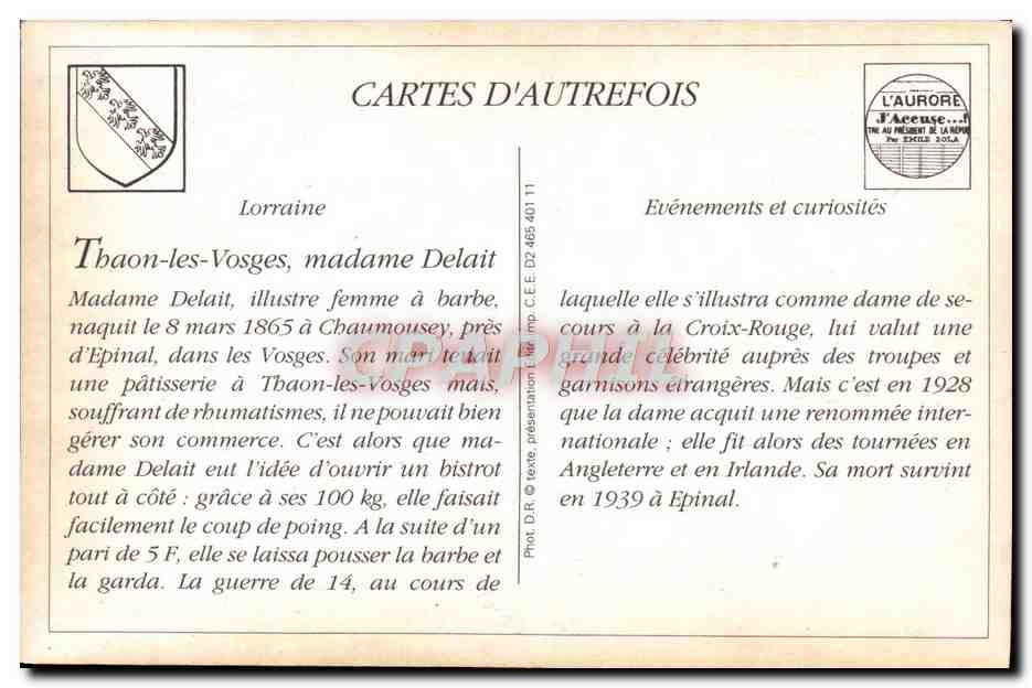 REPRO Thaon les Vosges Madame Delait Dans Son Salon Femme a barbe — Rückseite