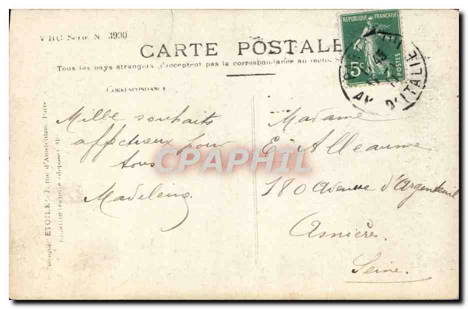 Femme en manteau fourré tenant un sapin — Bonne Année — VHC Série N° 3990 — Verso
