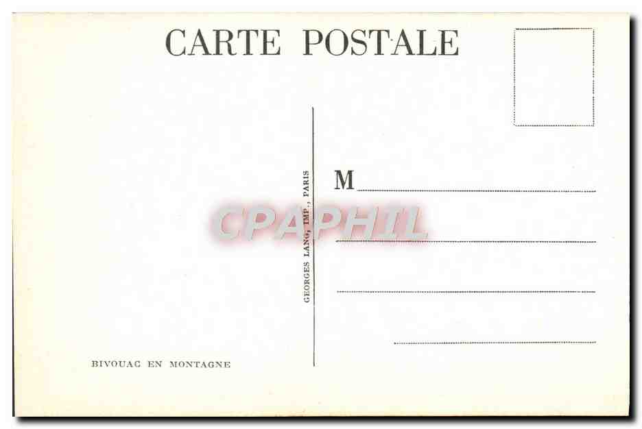 CPA Bivouac En Montagne Militaria — Rückseite