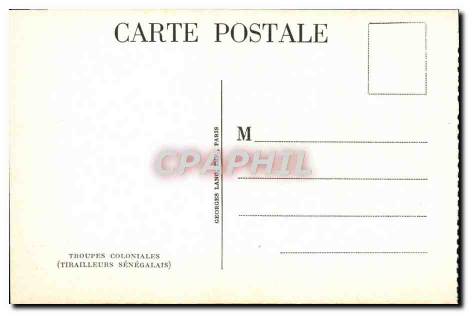 CPA Troupes Coloniales Tirailleurs senegalais Senegal Militaria — Rückseite