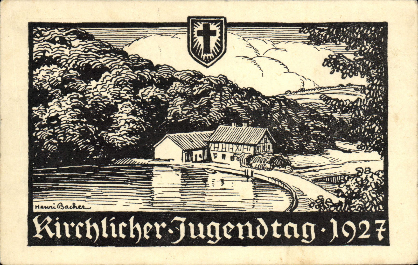 CPA Kirchlicher Jugendtag 1927 Hanri Bacher Illustrateur