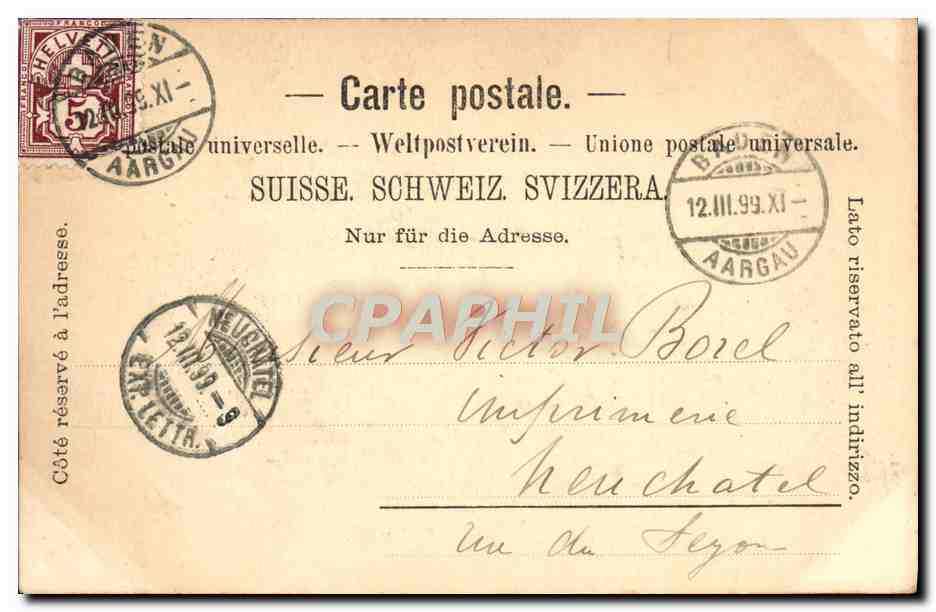 CPA Baden Gruss aux Baden Carte 1899 — Rückseite