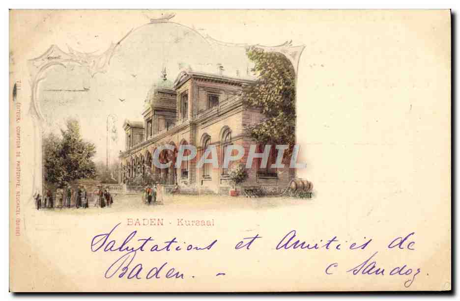 CPA Baden Kursaal Carte 1898