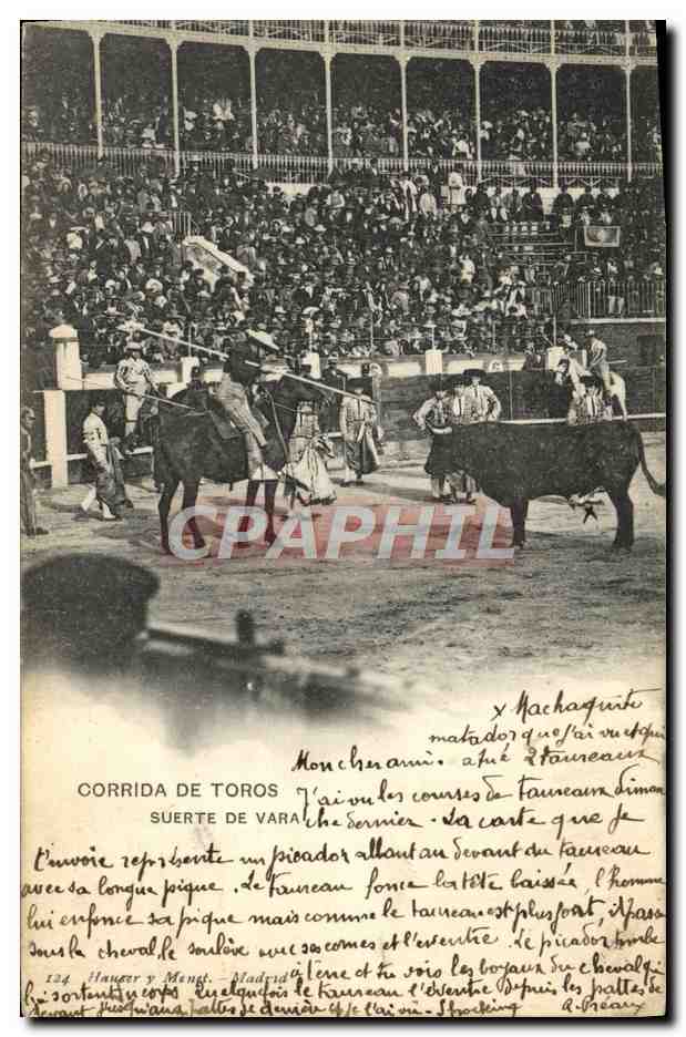 CPA Corrida De Toros Suerte De Vara Taureau