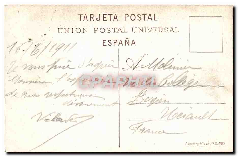 CPA Barcelona Banos de MAr San Sebastian  — Rückseite