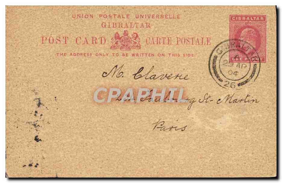 Gibraltar — carte postale commerciale — Union Postale Universelle