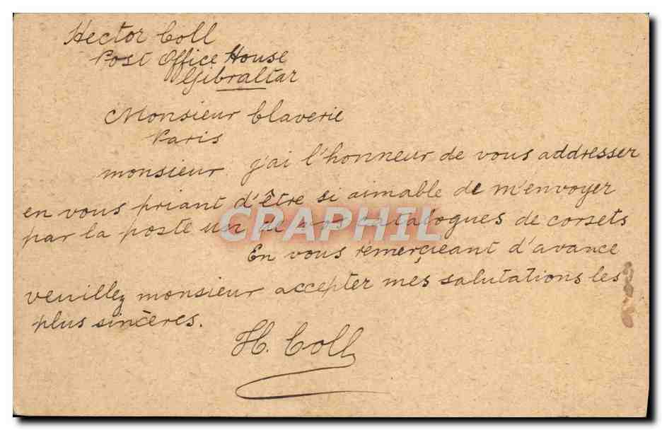 Gibraltar — carte postale commerciale — Union Postale Universelle — Reverso