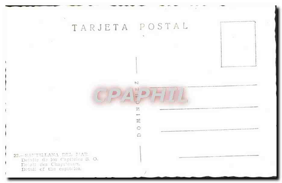 CPA Santa del Mar Detalle de los Capiteles S O — Back