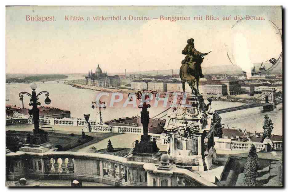 CPA Budapest Kilatas a vakertbol a Dunara