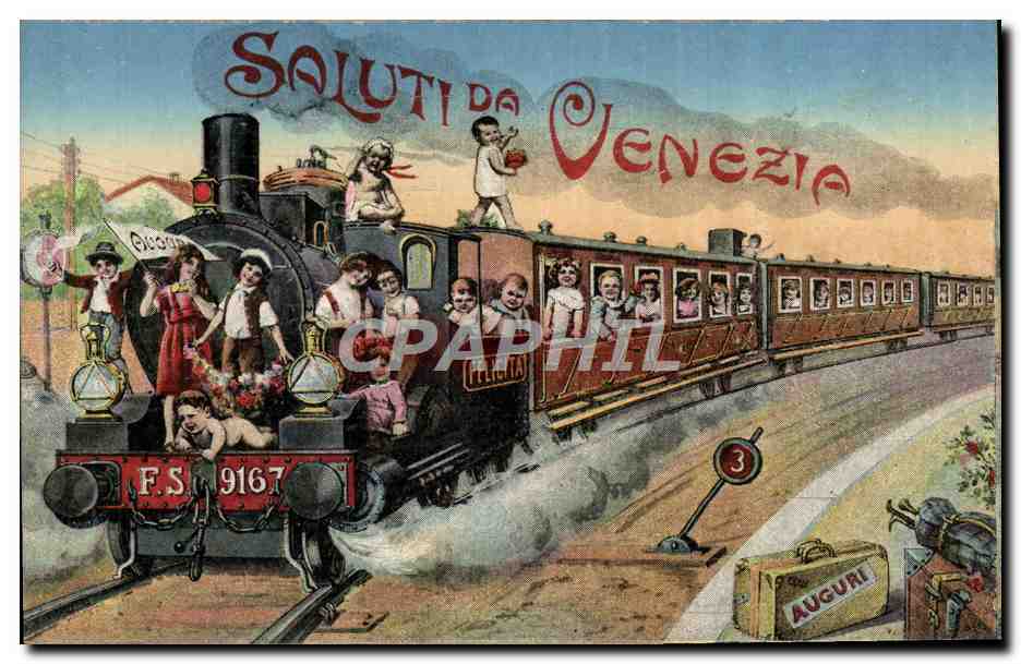 CPA Saluti da Venezia Train Enfants