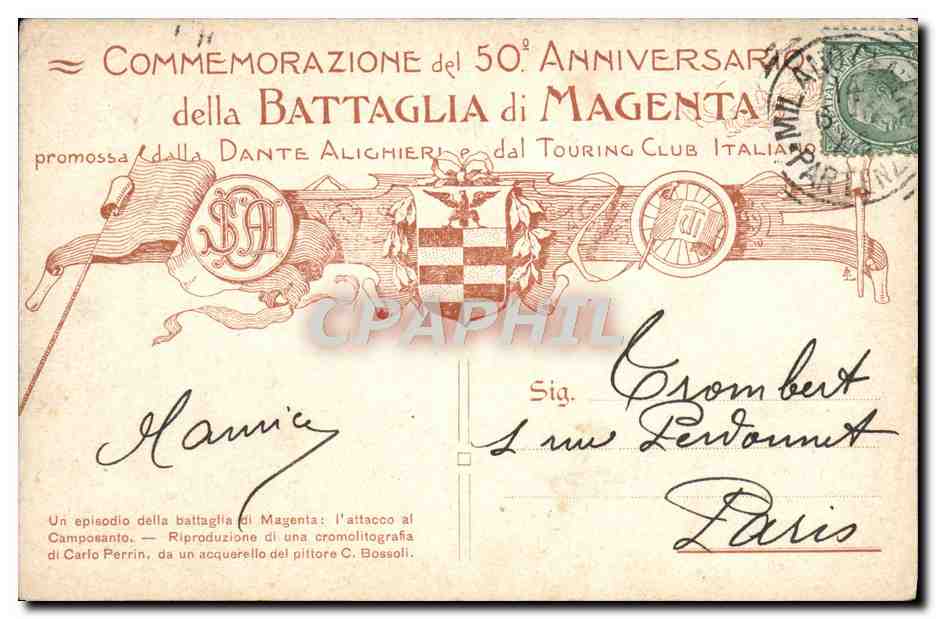 CPA Vommemorazione du 50 anniversario della Battaglia di Magenta  — Rückseite
