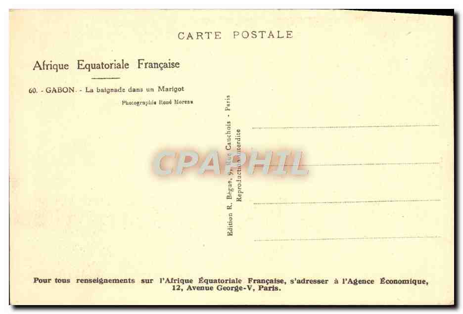 CPA Gabon La baignade Dans un Marigot Afrique Equatorial Francaise Femme Enfants — Rückseite