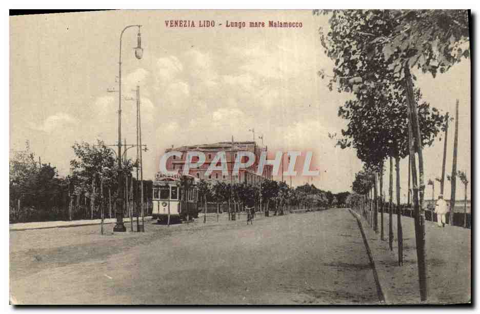 CPA Venezia Lido Luago Mare Malamecco Tramway