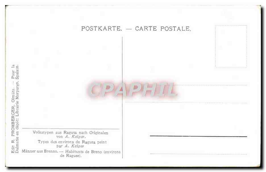 CPA Types des environs de Ragusa peint par Kaspar Folklore — Verso