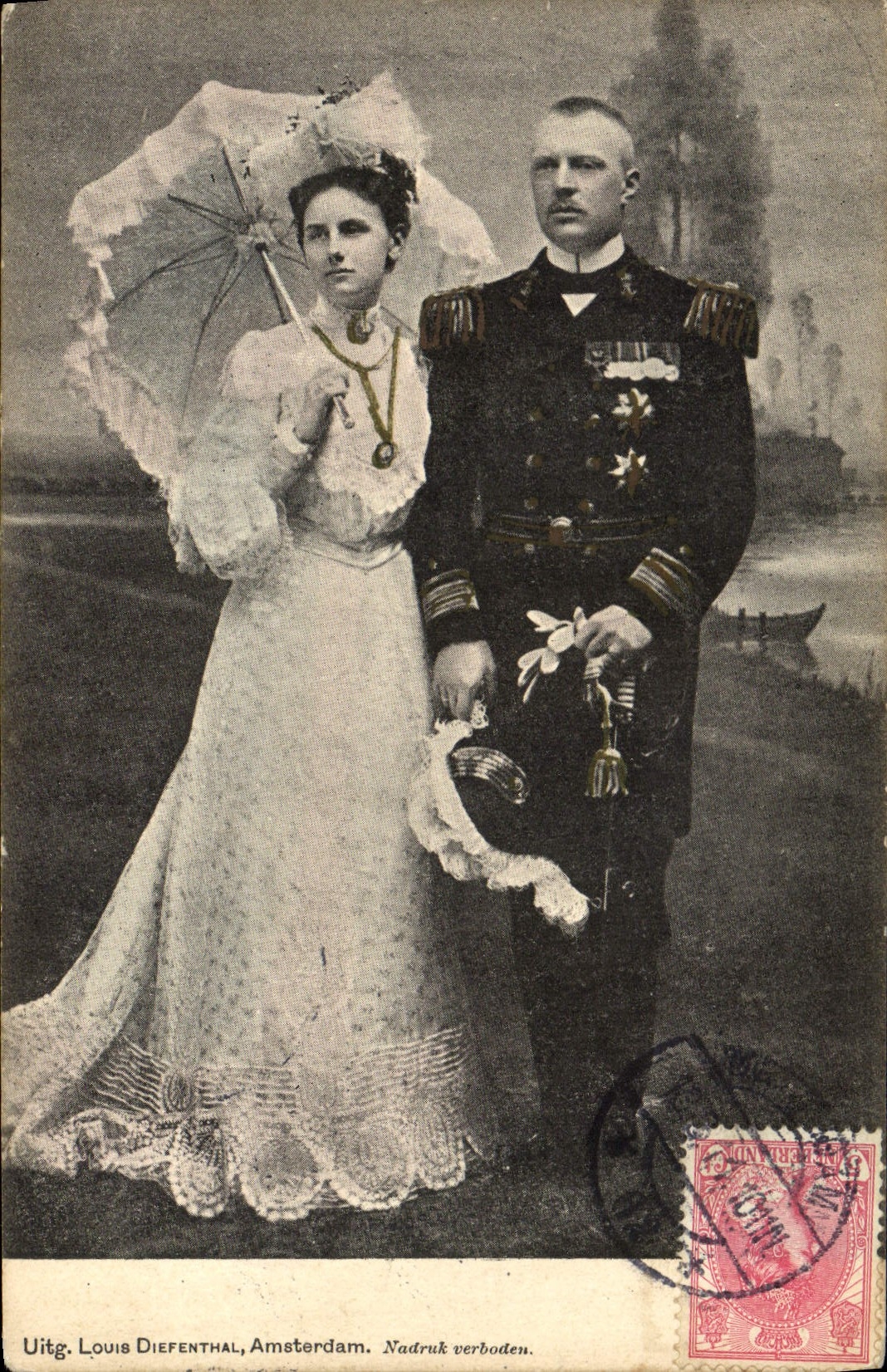 Couple en tenue de mariage — Uitg. Louis Diefenthal, Amsterdam