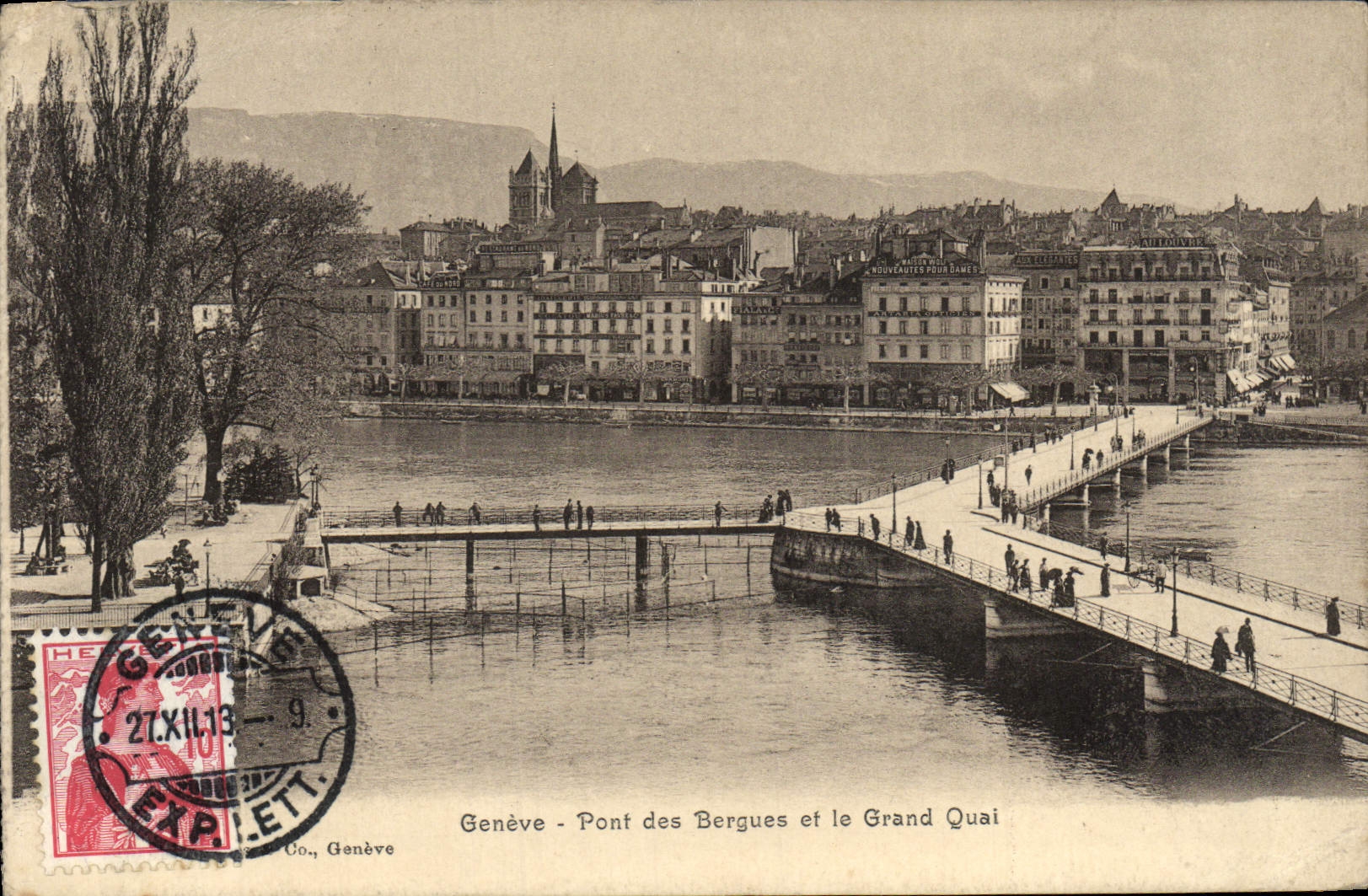 CPA Geneve Pont des Bergues et le Grand Quai