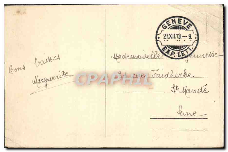 CPA Geneve Pont des Bergues et le Grand Quai — Verso