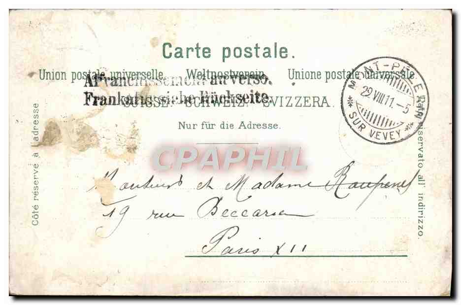 CPA Vevey Vue Prise Du Mont Pelerin — Rückseite