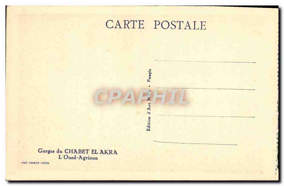 CPA Gorges du Chabet El Akra L'Oued Agrioun — Back