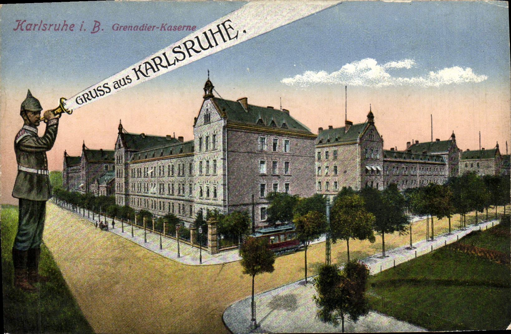 CPA Karlsruhe I B Grenadier Kaserne Gruss Aus Karlsruhe Militaria 