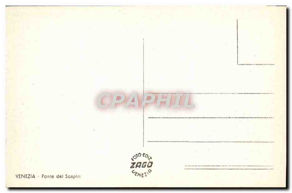 CPA Venezia Ponte Del Sospiri — Rückseite