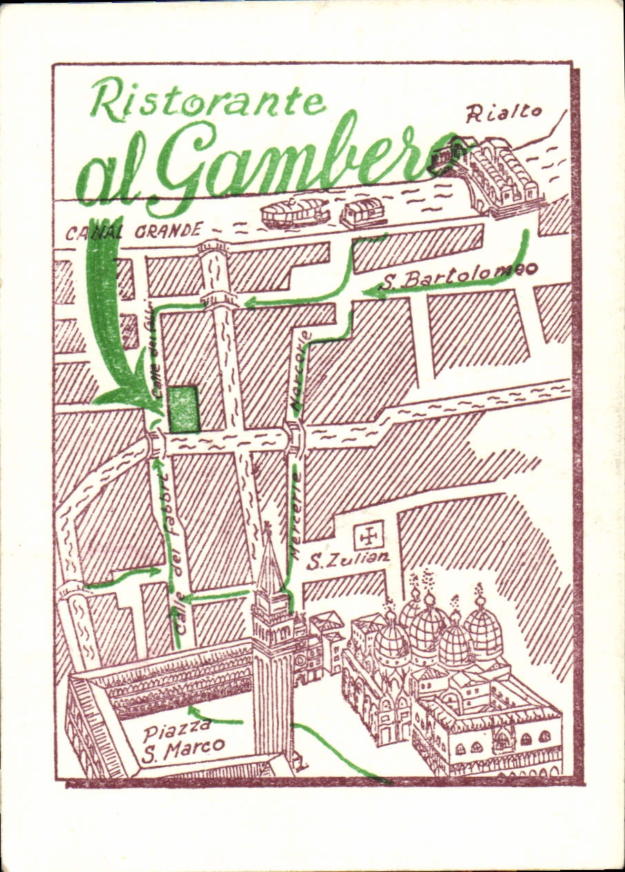 Carte Ristorante Al Gamlero Canal Grande Venezia