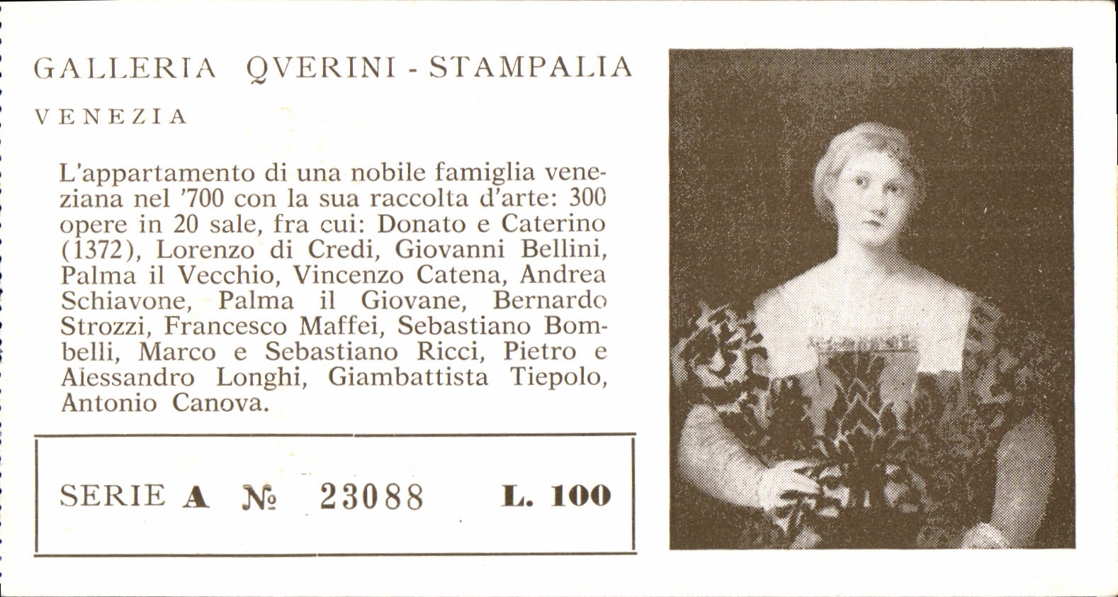 Ticket Galleria Qverini Stampalia Venezia