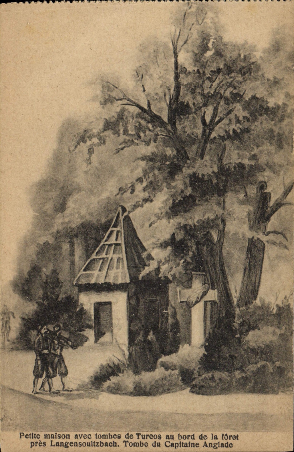 CPA Petite Maison Avec Tombes De Turcos Au Bord De La foret Pres Langensoultzbach Tombe Du Capitaine Anglade