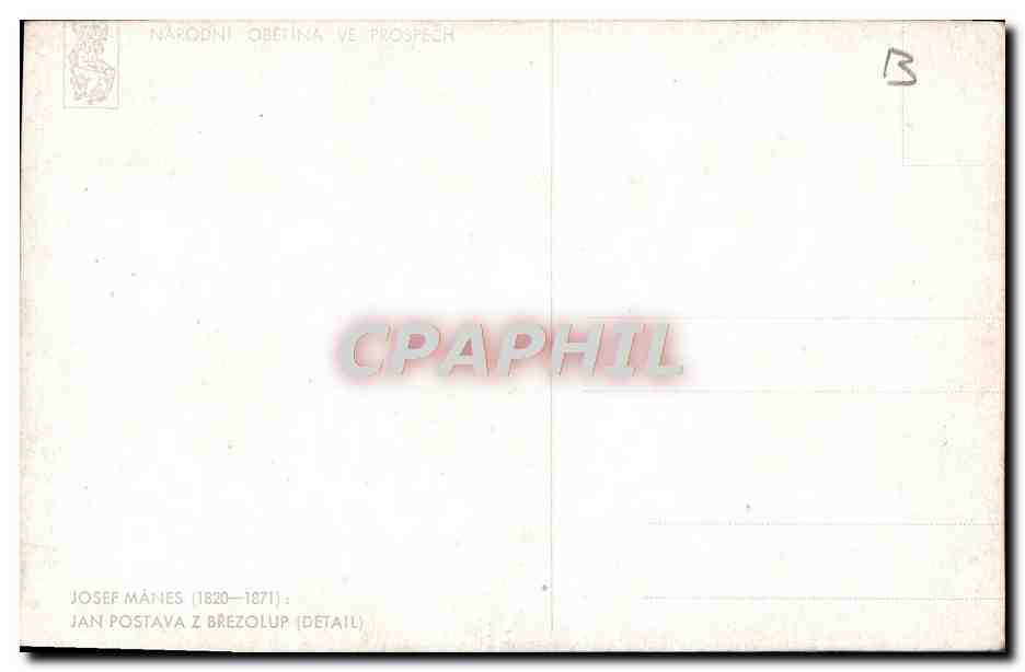 CPA Josef Manes Jan Postava Z Brezolup — Verso