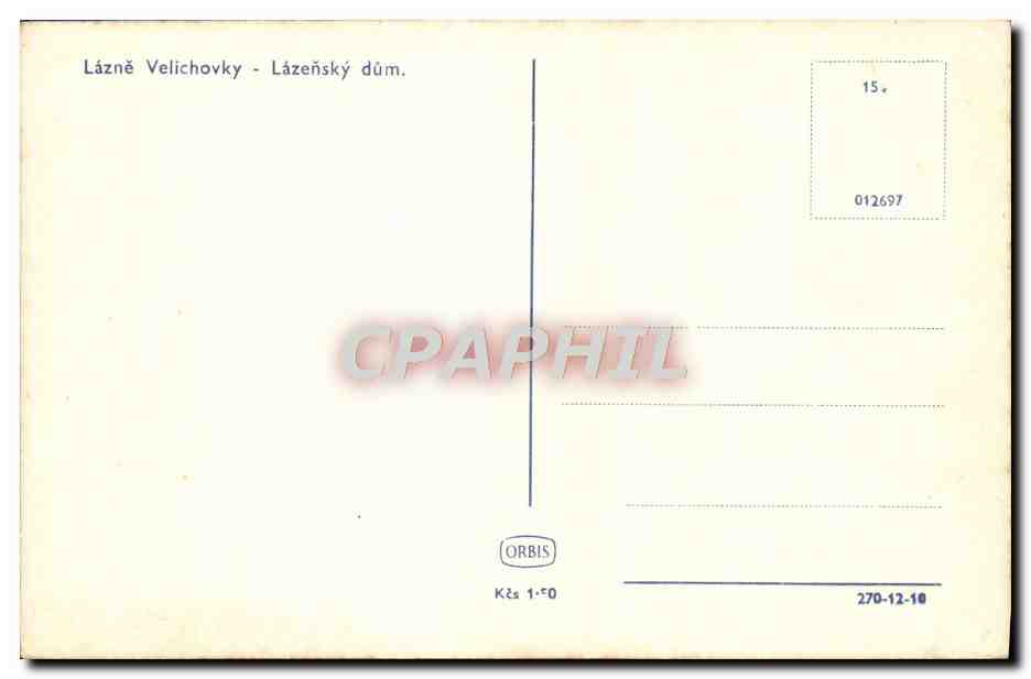 CPA Lazne Velichovky Lazensky Dum — Verso