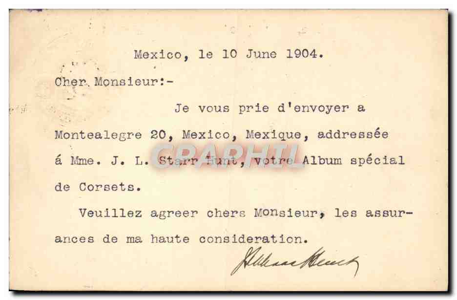 Entier postal Mexique 1904 pour M Claverie Faubourg St Martin Paris  — Rückseite