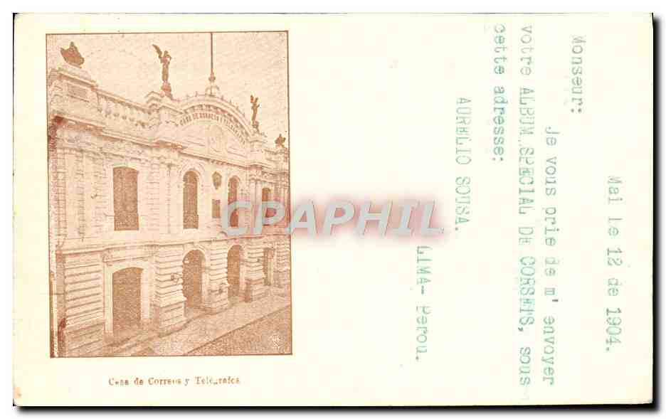CPA Perou Casa de Correos y Telegrafos Peru