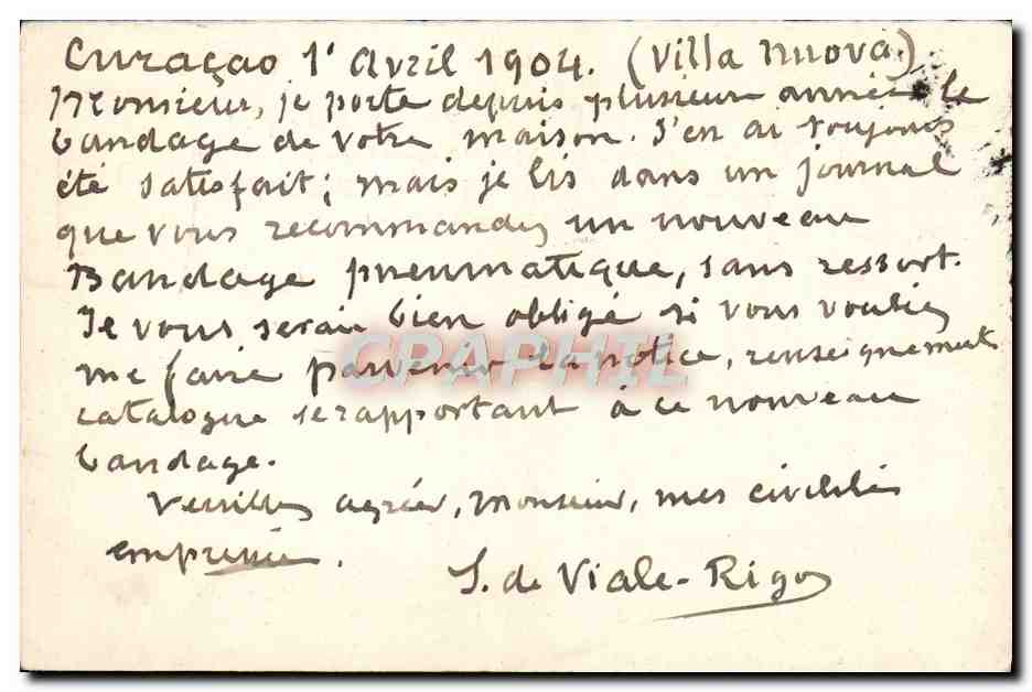 Entier Postal Curacao pour Mr Claverie Faubourg St Marin Paris 1904 — Back